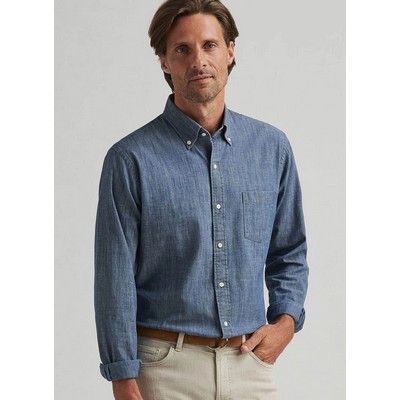 Peter Millar Tamworth Chambray Cotton-Stretch Sport Shirt
