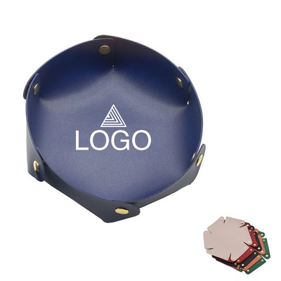 PU Leather Storage Tray Desktop Organizer