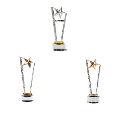 Engraved Crystal Trophy W/ Star On The Top