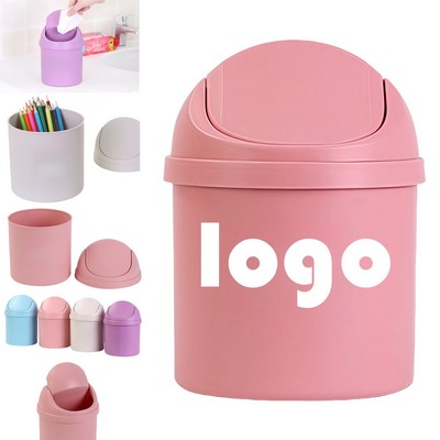 Custom Plastic Mini Desktop Trash Can with Swing Lid