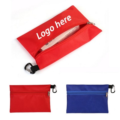 8.5"X 6"Durable Ripstop Zippered Utility Pouch with Clip