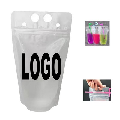 17oz Transparent Beverage Bag With Straw