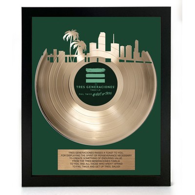 Gold Framed LP Record W Cut-Out Design - Custom Background & Plaque