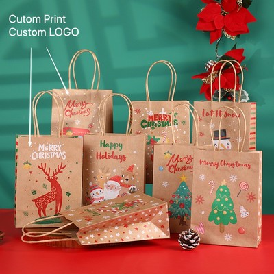 Christmas Holiday Kraft Gift Bag 10pcs