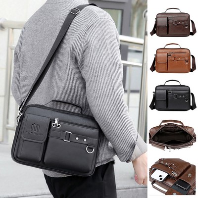 Vintage Men PU Leather Handbag Shoulder Messenger Bags