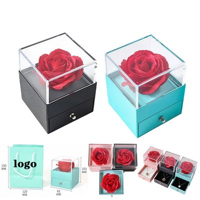 Acrylic Rose Jewelry Gift Box For Valentine's And Mother's Day