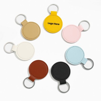 Round Shape PU Leather Key Chain