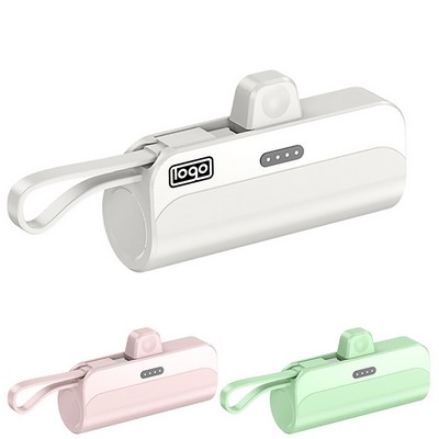 Mini 5000mAh Portable Power Bank w/ Built-in Cable