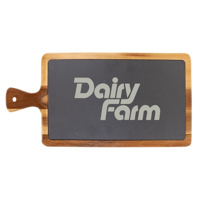 Slate Cutting Board with Wood Tray