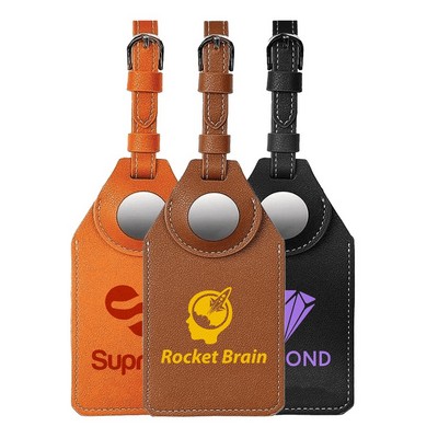 Faux Leather Luggage Tag with Air-Tag Holder