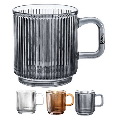 12oz Vertical Stripes Glass Mug w/Handle