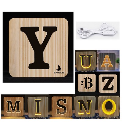 Wooden Letter LED Light Night Light
