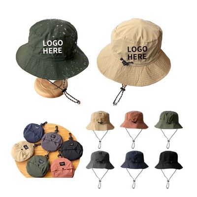 Water-Resistant Wide Brim Rain Hat with Adjustable Strap