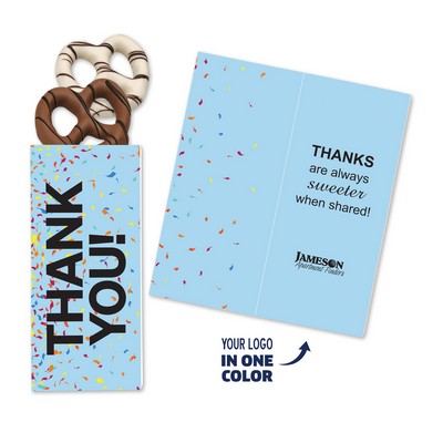 One Color Foil-Stamped Stock Gratitude Sweeter Cards with Chocolate Dipped Pretzels