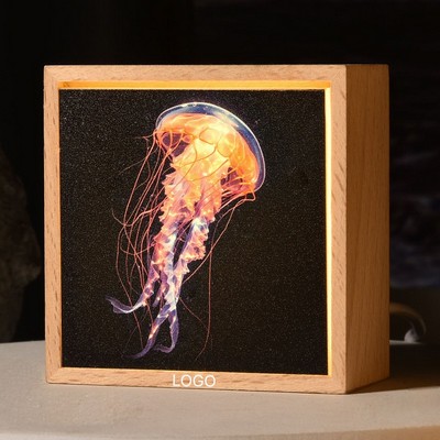 Night Light Solid Wood Photo Frame Acrylic LED Glowing Romantic Valentine's Gift