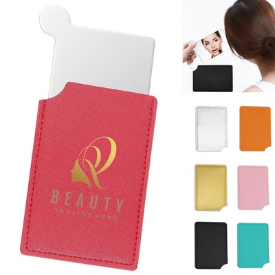 Stainless Steel Makeup Mirror With PU Leather Cover