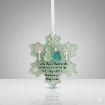 Snowflake Shaped Sea Glass Ornament Ocean Inspired Christmas Hanging Decor Valentine's Day