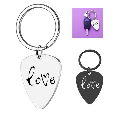 Stainless Steel Guitar Pick Key chain