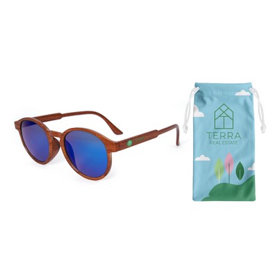Woodgrain Frame, Metallic Lenses & FC pouch Retro Sunglasses