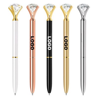 Elegant Metal Twist Action Crystal Diamond Top Ballpoint Pen