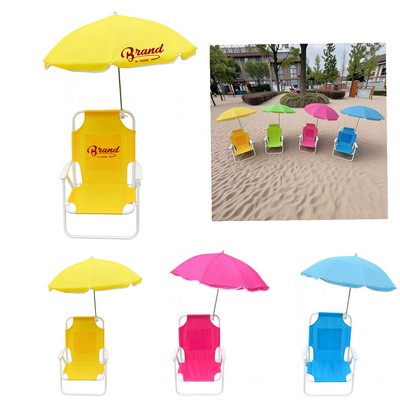 Children's Beach and Lawn Folding Chair with Sunshade Umbrella