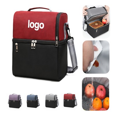 Two-Tone Double-Compartment Insulated Cooler Bag