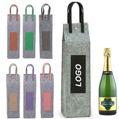 Felt Single Bottle Wine Tote Bag