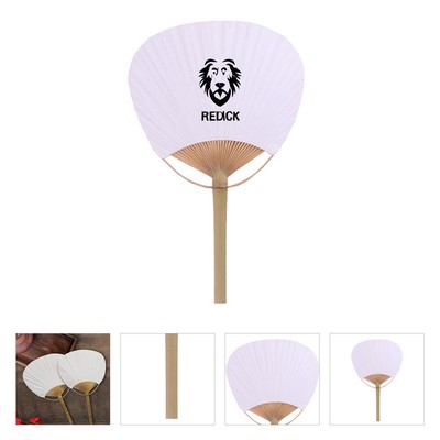 9.5"x15" Custom Paddle Fan With Long Bamboo Handle