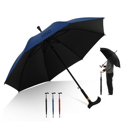 47" Windproof Walking Cane Crutch Heavy Duty Frame Stick Umbrella