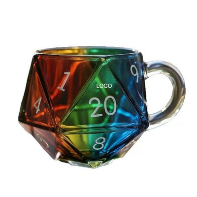 Dragons Rainbow Dice Mug Hand Painted Unique Gaming Coffee Cup