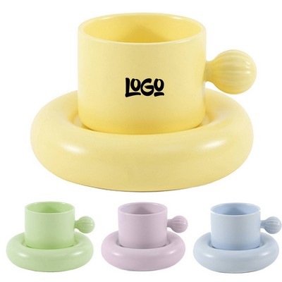 7oz Ceramic Coffee Cup and Saucer Set