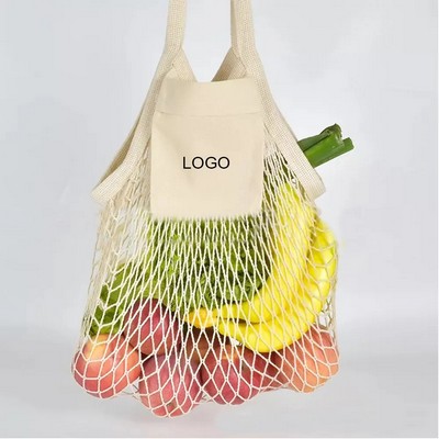 Reusable Cotton Mesh Tote with Pocket