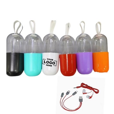 Colorful Capsule Earphone Charging Cable Organizer Case