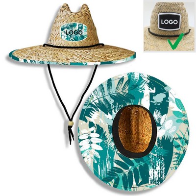 Lifeguard Beach Sun Straw Hat With Lanyard