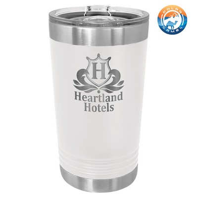 White Polar Camel 16 oz Pint Vacuum Insulated Tumbler with Slider Lid - Laser Engraved