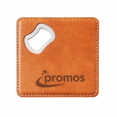 Leatherette Coaster with Bottle Opener