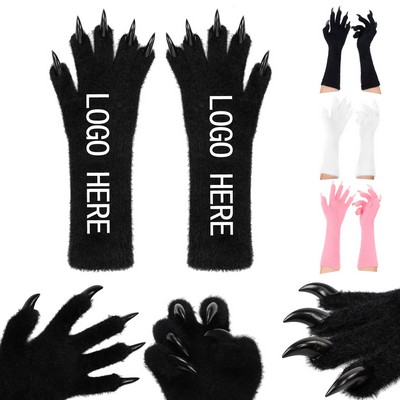 Halloween Costume Claw Gloves With Extended Nails For Cosplay & Parties