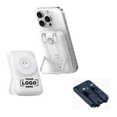 Magnetic Wireless Fast Charge Dual-Cable Stand Power Bank