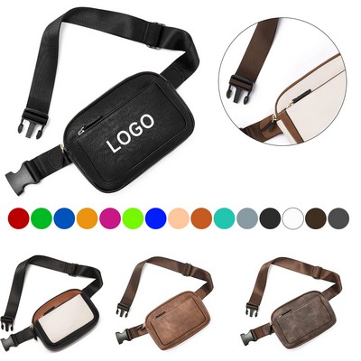 PU Leather Crossbody Fanny Pack With Adjustable Shoulder Strap