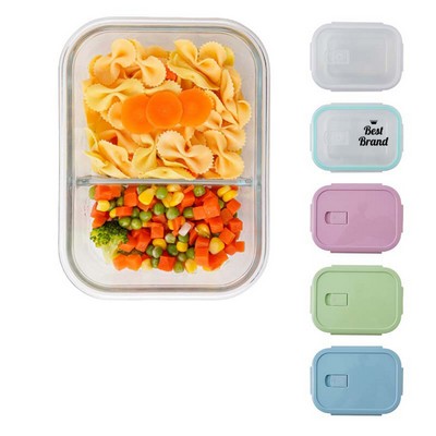 Double-Compartment Borosilicate Glass Food Container
