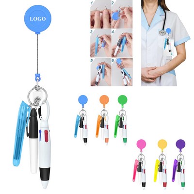 4 Ink Colors Ballpoint Pen Keychain