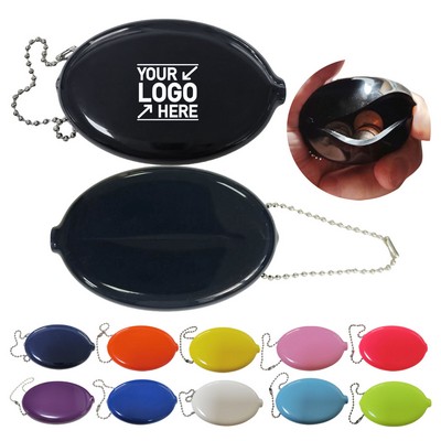 Oval Coin Purse with Chain Mini Change Holder