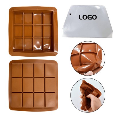 12 Cavity Silicone Chocolate Mold With Custom Logo Scraper