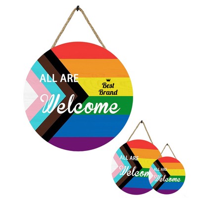 Wooden Rainbow Welcome Wall Hanging Plaque