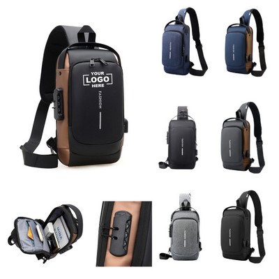 Waterproof Anti-Theft Crossbody Sling Bag - Oxford PU Chest Pack