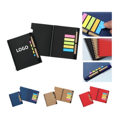 Sticky Flag Spiral Jotter Notepad W/Pen