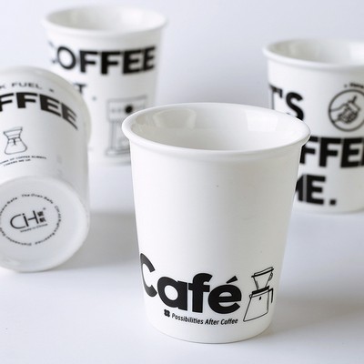 Ceramic "Paper Cup" Tumbler Modern Ins Style Coffee Mug Eco-Friendly Reusable Porcelain Milk Tea