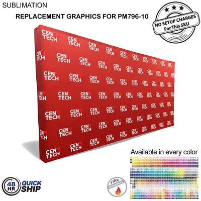 48Hr Quick Ship - Replacement Graphics for 15' Straight Wall Tension Fabric with Wrap End Caps