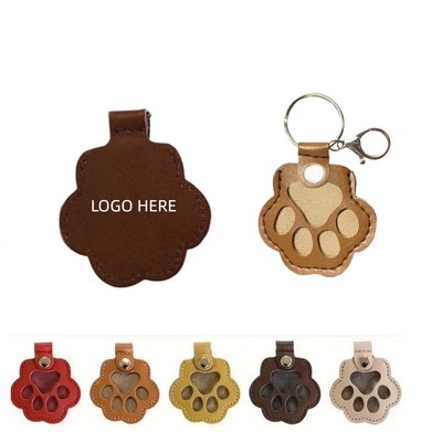 Leather Pet Hair Storage Keychain
