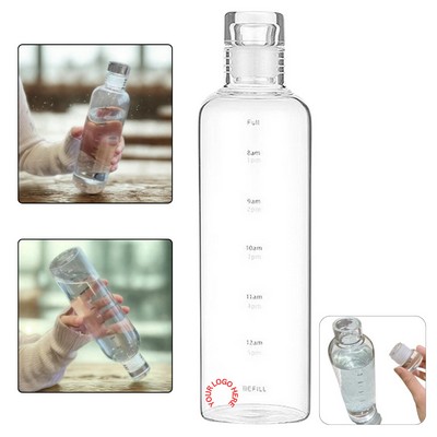 Time Marked Glass Water Bottle